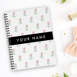 Cuaderno Roses Rojos, Patrón De Rosas, Tu Nombre