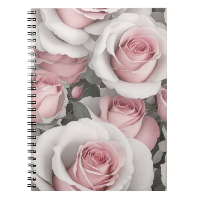 Cuaderno Roses rosa y blanco bonito (Frente)