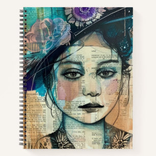 Cuaderno Rostro de Collage de Álbum Antiguo (7)