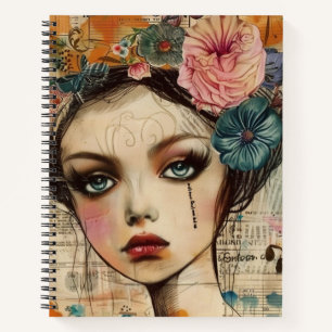 Cuaderno Rostro de Collage de Álbum Antiguo (9)