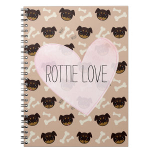 Cuaderno Rottie Love Cute Rottweiler Puppy & Bones Pattern