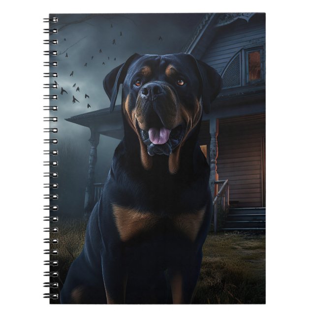 Cuaderno Rottweiler de Halloween Espantoso (Frente)