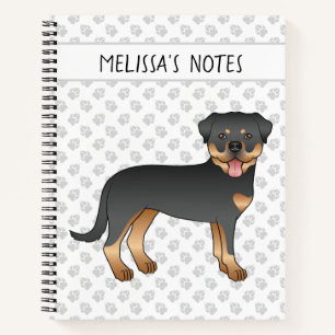 Cuaderno Rottweiler negro y marrón perro de dibujos animado