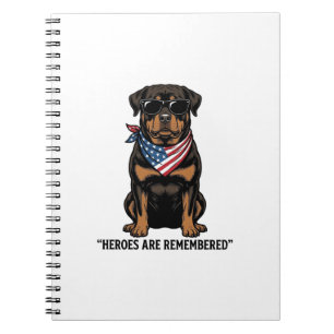 Cuaderno Rottweiler Patriótico Perro Héroe Diseño Vintage_1
