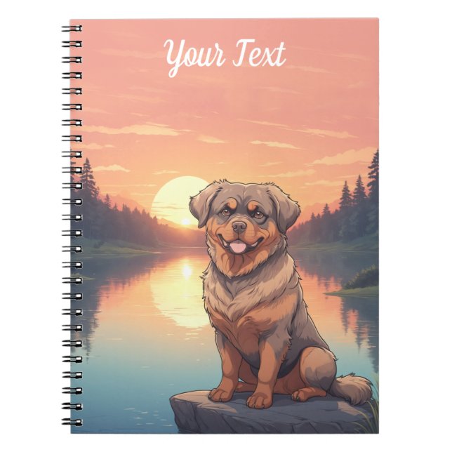 Cuaderno Rottweiler por lago (Frente)