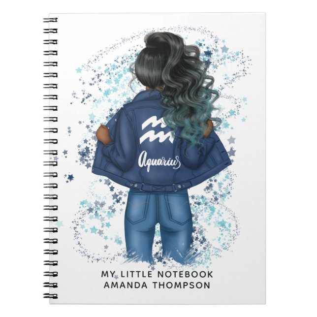 Cuaderno Rótulo afroamericano Aquarius Zodiac Personal (Frente)