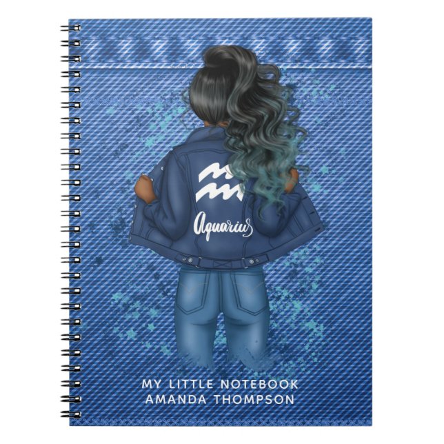 Cuaderno Rótulo afroamericano Aquarius Zodiac Personal (Frente)