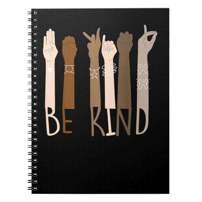 Cuaderno Rótulo Americano Idioma ASL Be Kind Hand Rótulo (Frente)