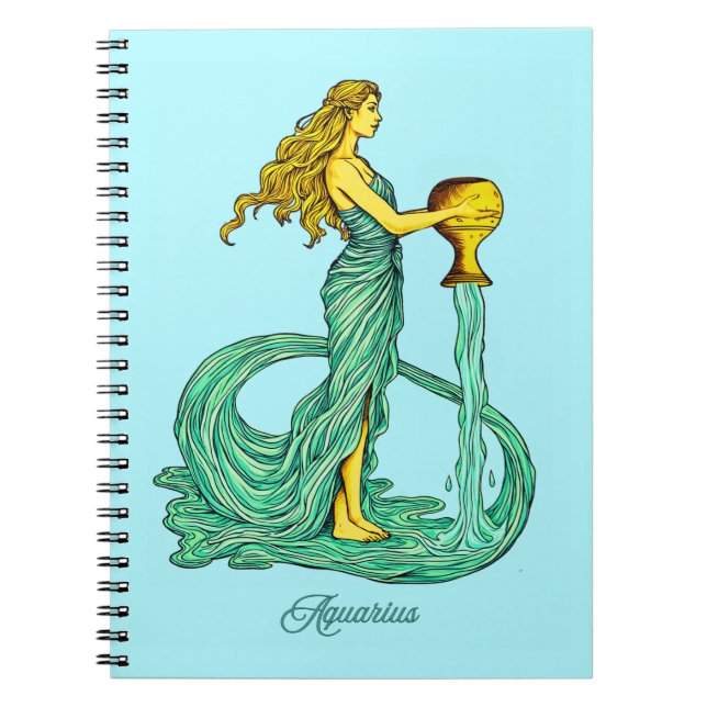 Cuaderno Rótulo Aquarius Zodiac, mujer con agua dulce (Frente)