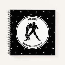 Cuaderno Rótulo Aquarius Zodiac, portátil blanco y negro