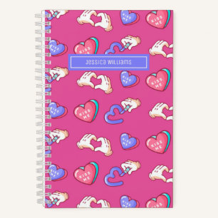 Cuaderno Rótulo de corazón lindo patrón Doodle adolescente