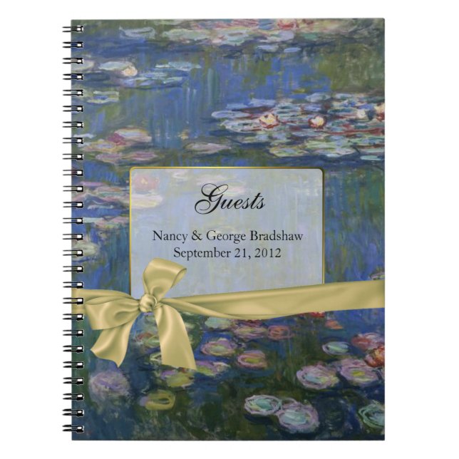 Cuaderno Rótulo De Invitado Boda De Lilies De Agua De bonit (Frente)