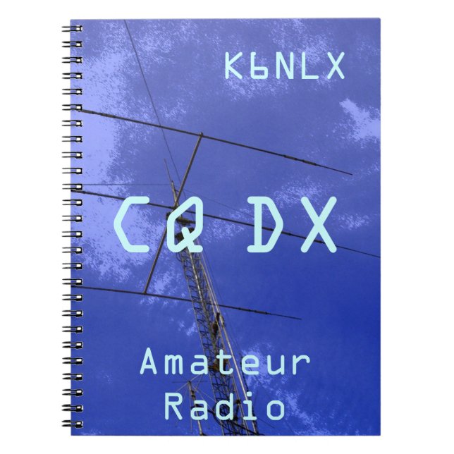 Cuaderno Rótulo de llamadas de radio amateur CQ DX (Frente)