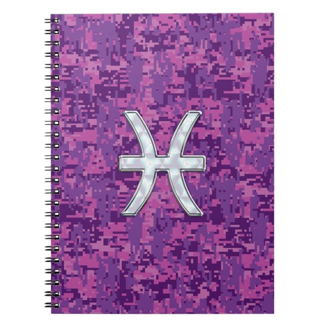 Cuaderno Rótulo de Pisces Zodiac en el camo digital de Fuch (Frente)