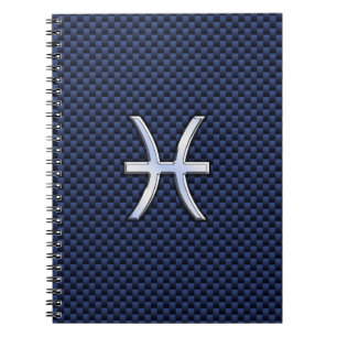 Cuaderno Rótulo del zodiaco de Piscis en la impresión azu
