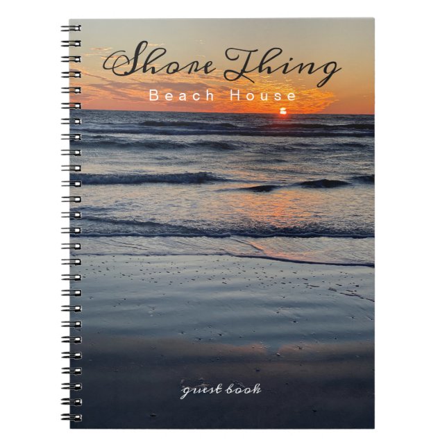 Cuaderno Rótulo Invitado De Sunset Coastal Photo Beach (Frente)