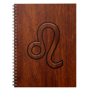 Cuaderno Rótulo Leo Zodiac al estilo de madera de Mahogany