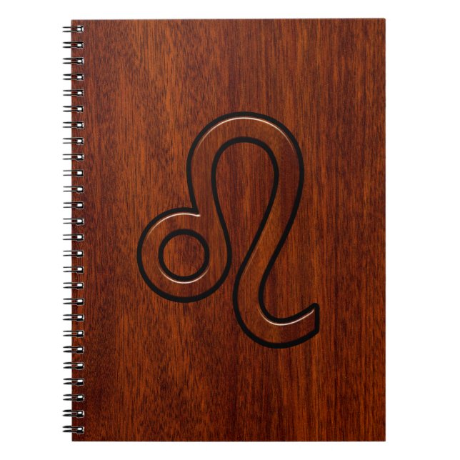 Cuaderno Rótulo Leo Zodiac al estilo de madera de Mahogany  (Frente)