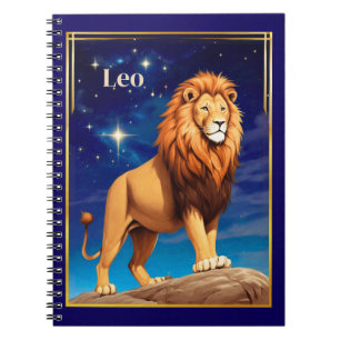 Cuaderno Rótulo Leo Zodiac bajo un cielo estrellado