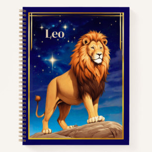 Cuaderno Rótulo Leo Zodiac bajo un Starry Sky Journal