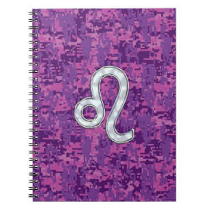 Cuaderno Rótulo Leo Zodiac en camuflaje digital de Fuchsia