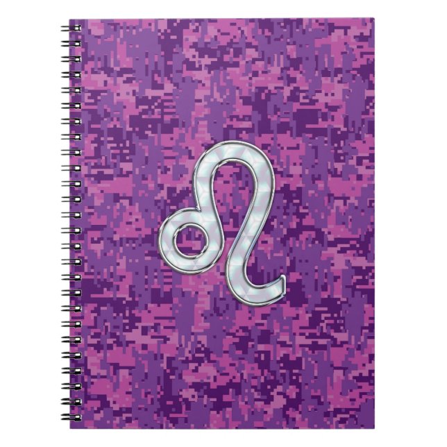 Cuaderno Rótulo Leo Zodiac en camuflaje digital de Fuchsia (Frente)