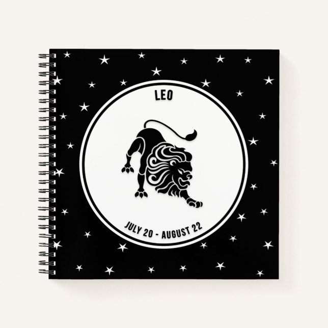 Cuaderno Rótulo Leo Zodiac, portátil blanco y negro (Anverso)