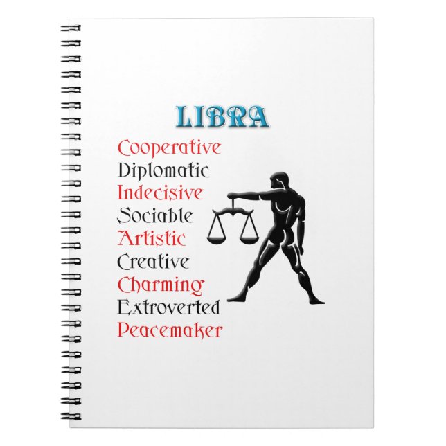 Cuaderno Rótulo Libra Horoscope Zodiac (Frente)