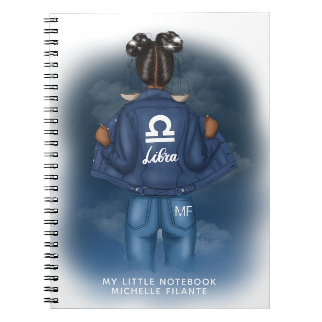 Cuaderno Rótulo libra zodiac afroamericano personal (Frente)
