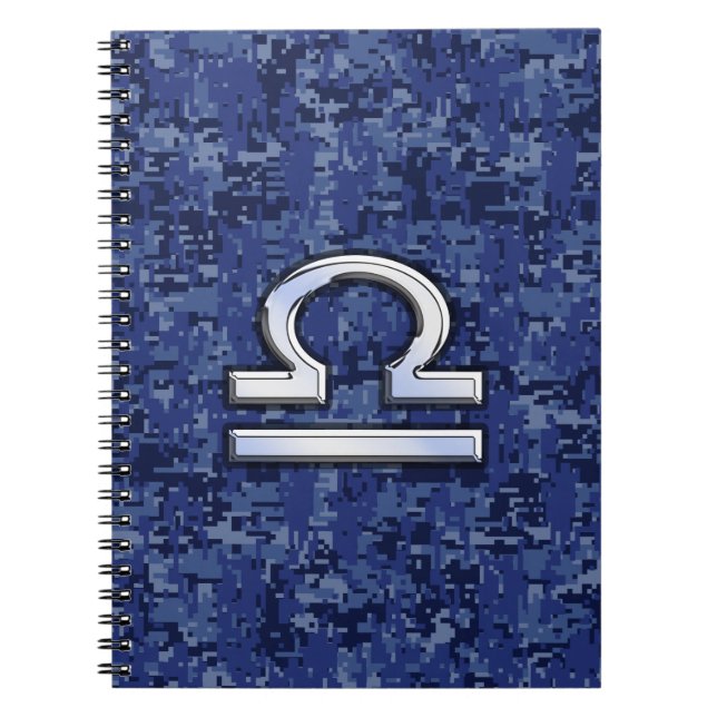 Cuaderno Rótulo Libra Zodiac en camuflaje digital azul (Frente)