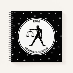Cuaderno Rótulo Libra Zodiac, portátil blanco y negro