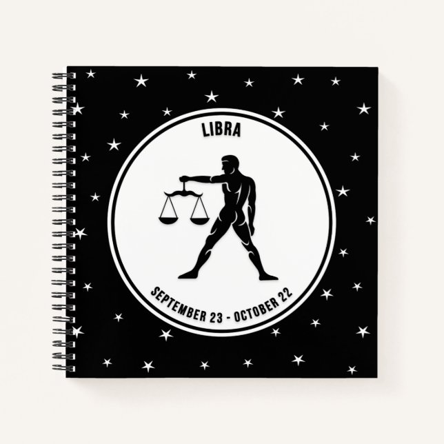 Cuaderno Rótulo Libra Zodiac, portátil blanco y negro (Anverso)