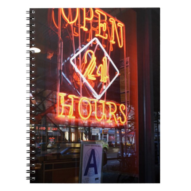 Cuaderno Rótulo NYC abierto las 24 horas (Frente)