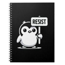 Cuaderno Rótulo "RESIST" del personalizado Pingüino - B & W
