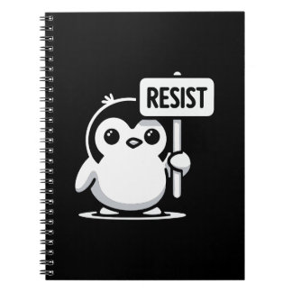 Cuaderno Rótulo "RESIST" del personalizado Pingüino - B & W