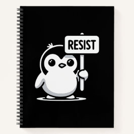 Cuaderno Rótulo "RESIST" del personalizado Pingüino - B & W
