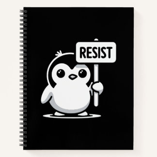 Cuaderno Rótulo "RESIST" del personalizado Pingüino - B & W