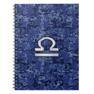 Cuaderno Rótulo Silver Libra Zodiac en camo digital azul