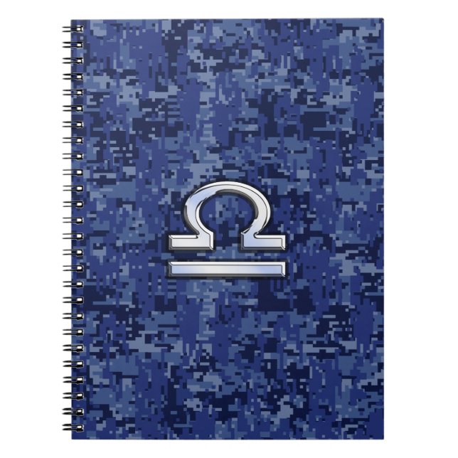 Cuaderno Rótulo Silver Libra Zodiac en camo digital azul (Frente)