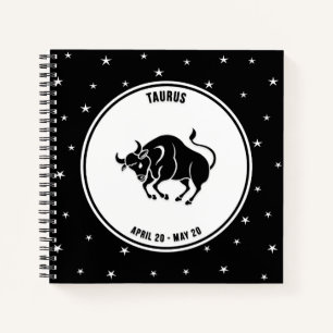 Cuaderno Rótulo Taurus Zodiac, portátil blanco y negro