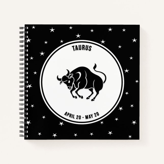 Cuaderno Rótulo Taurus Zodiac, portátil blanco y negro (Anverso)