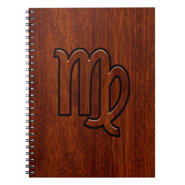 Cuaderno Rótulo Virgo Zodiac en la decoración de madera de  (Frente)