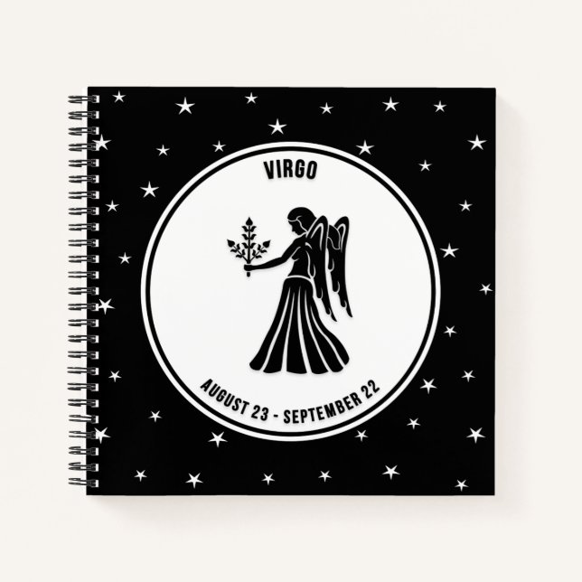 Cuaderno Rótulo Virgo Zodiac, portátil blanco y negro (Anverso)
