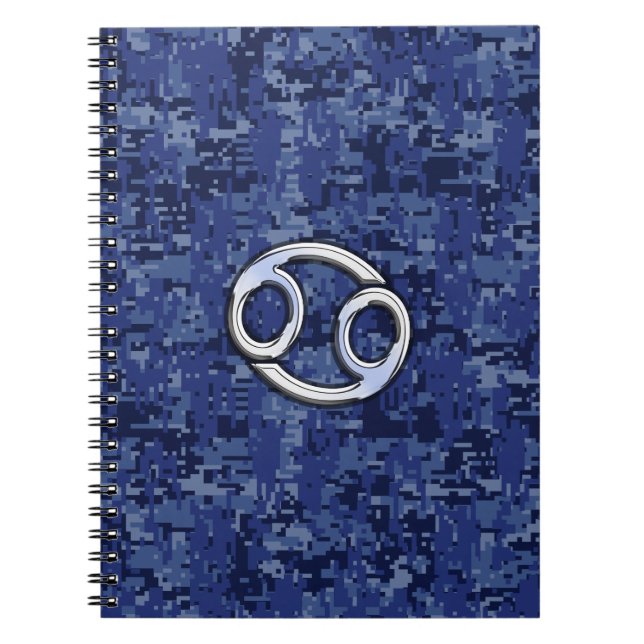 Cuaderno Rótulo Zodiac contra el cáncer en camo digital azu (Frente)