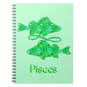 Cuaderno Rótulo Zodiac para los Piscis en verde marino
