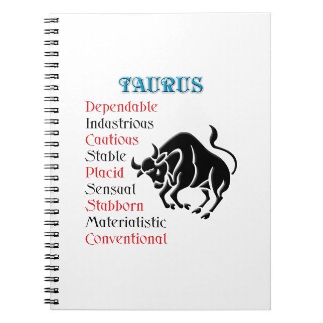 Cuaderno Rótulo Zodiac Taurus Horoscope (Frente)