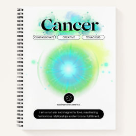 Cuaderno Rótulo Zodiaco moderno Cáncer Cita Elemento Agua