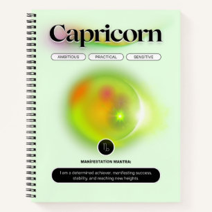 Cuaderno Rótulo Zodiaco moderno Capricornio Cita Elemento T