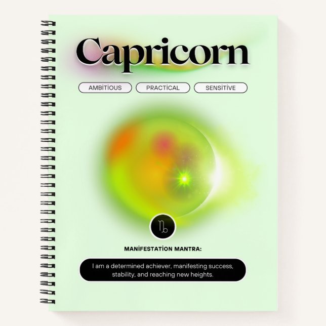 Cuaderno Rótulo Zodiaco moderno Capricornio Cita Elemento T (Anverso)