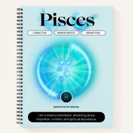 Cuaderno Rótulo Zodiaco Moderno Pisces Cita Elemento Agua